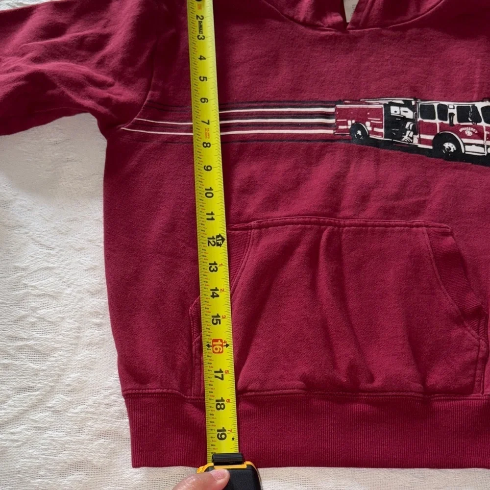 Gently Loved Red Hoodie with Fire Truck Graphic by Gymboree 2013